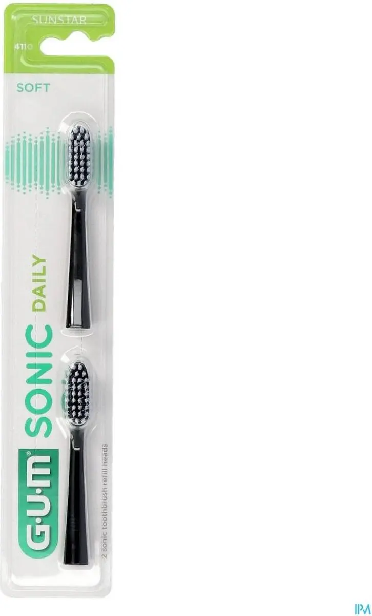 GUM Sonic Daily Opzetborstels Zwart- 2 stuks