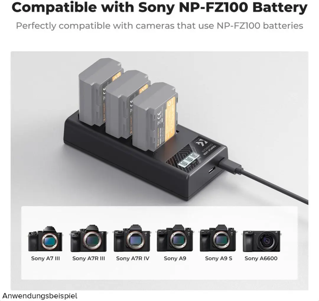 K&F Concept Drievoudige Acculader NP-FZ100 - Zwart