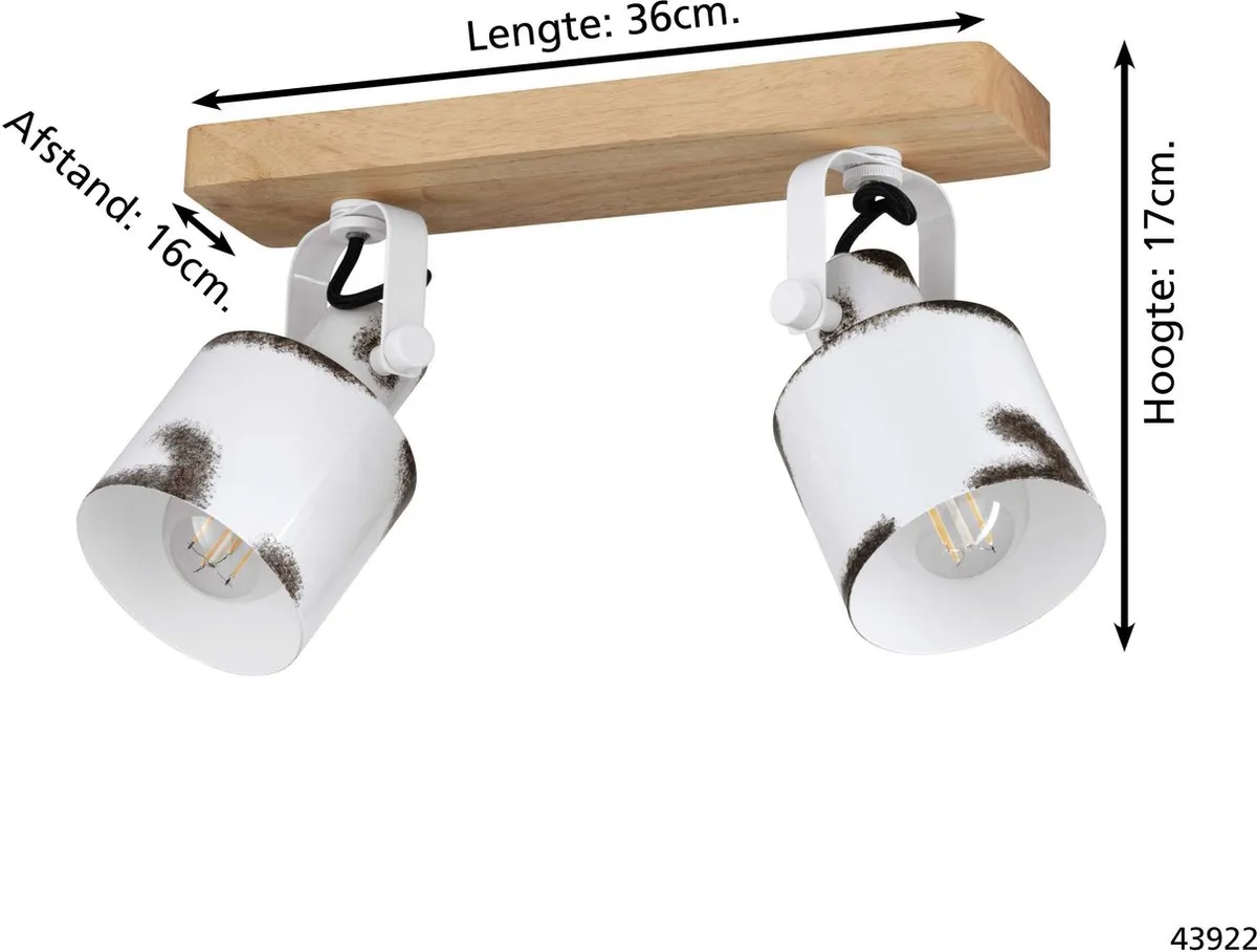 Eglo Kilburn Spot E27 - 2x 36cm - Bruin/Wit