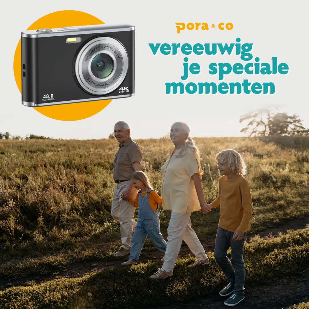Pora&Co Pora&Co-48-PRO-Z Digitale Camera 4K - Zwart