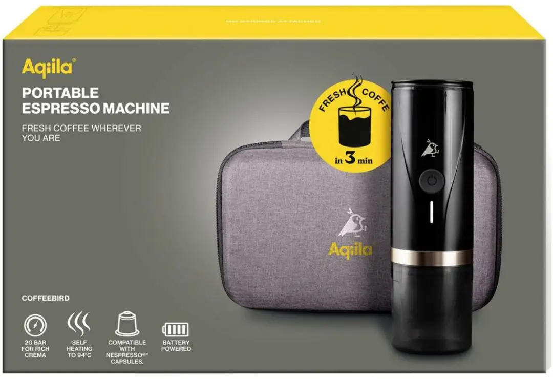 Aqiila Coffeebird Portable Espressomachine - 5 Kopjes - Zwart