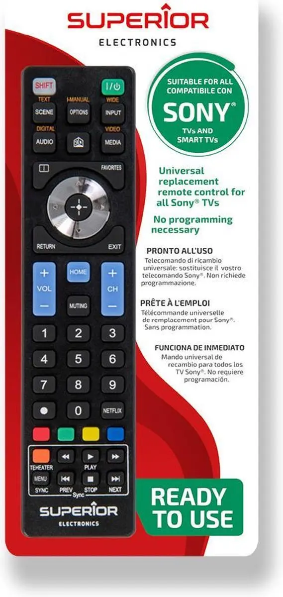 Superior SUPTRB009 Universele Afstandsbediening Sony TV - Blauw/Grijs/Zwart