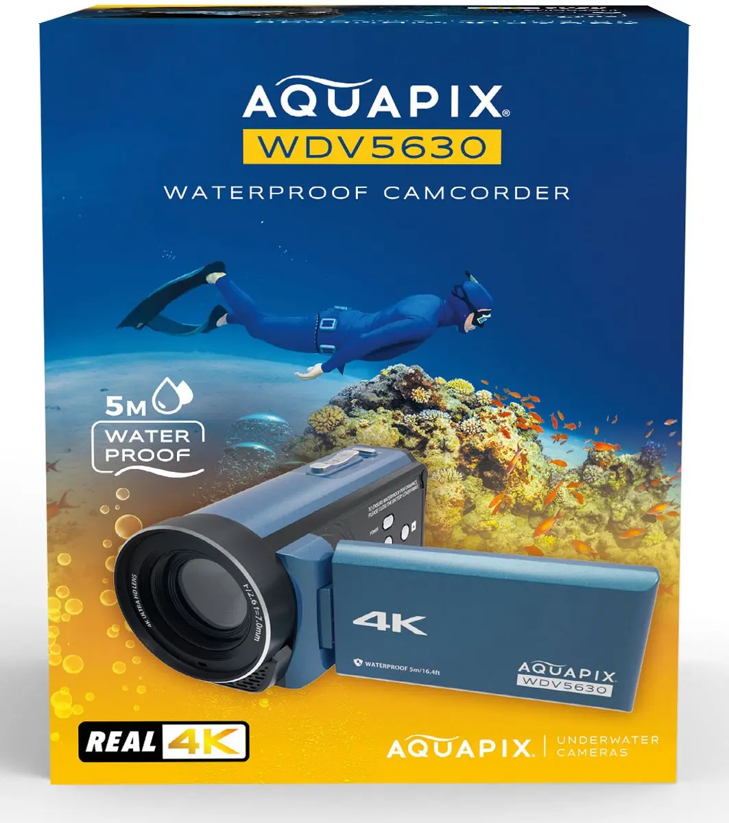 Aquapix WDV5630 Blue 4K Camcorder - 13MP - 3400mAh - 5m Waterdicht