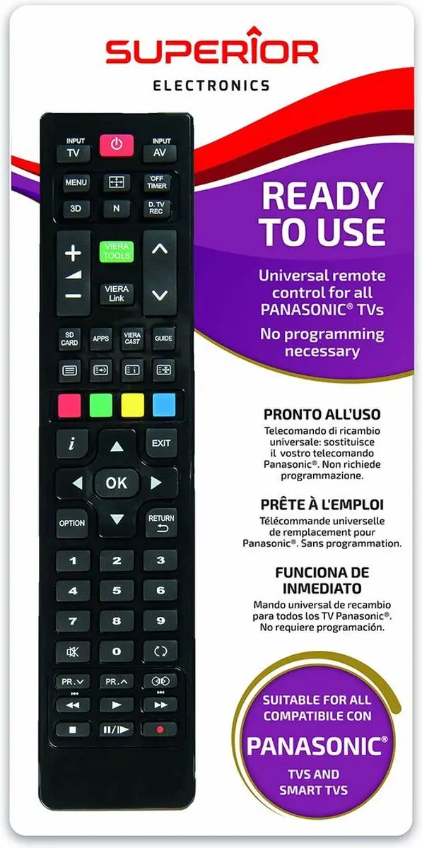 Superior Universele Afstandsbediening Panasonic TV - Zwart