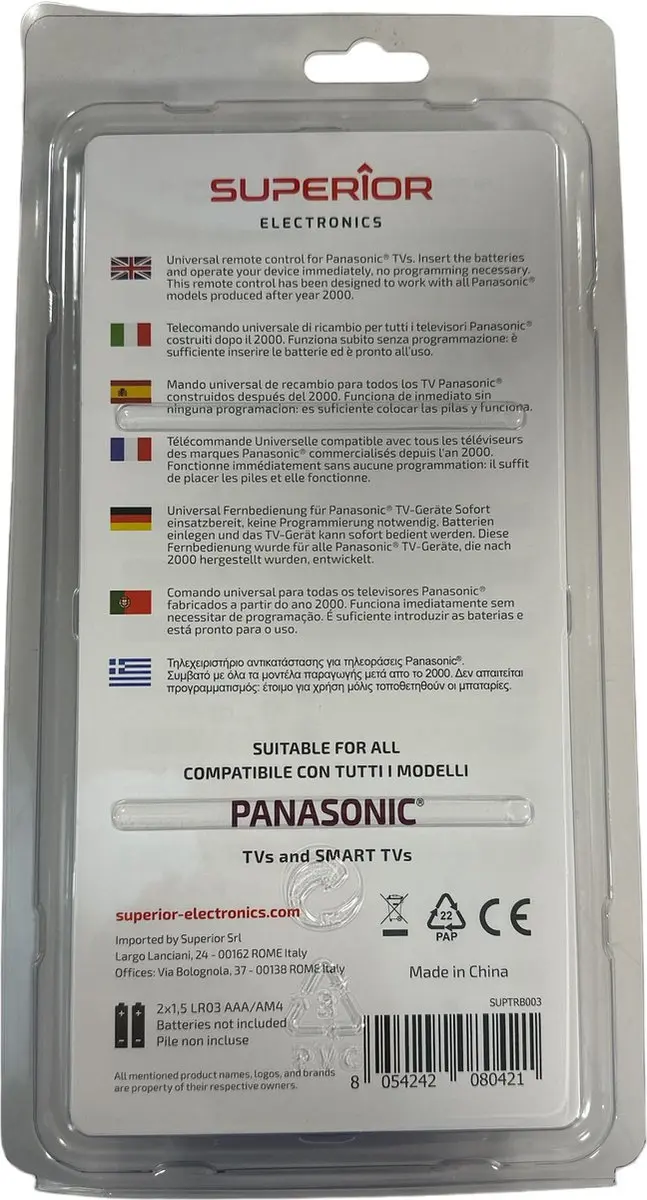 Superior Universele Afstandsbediening Panasonic TV - Zwart