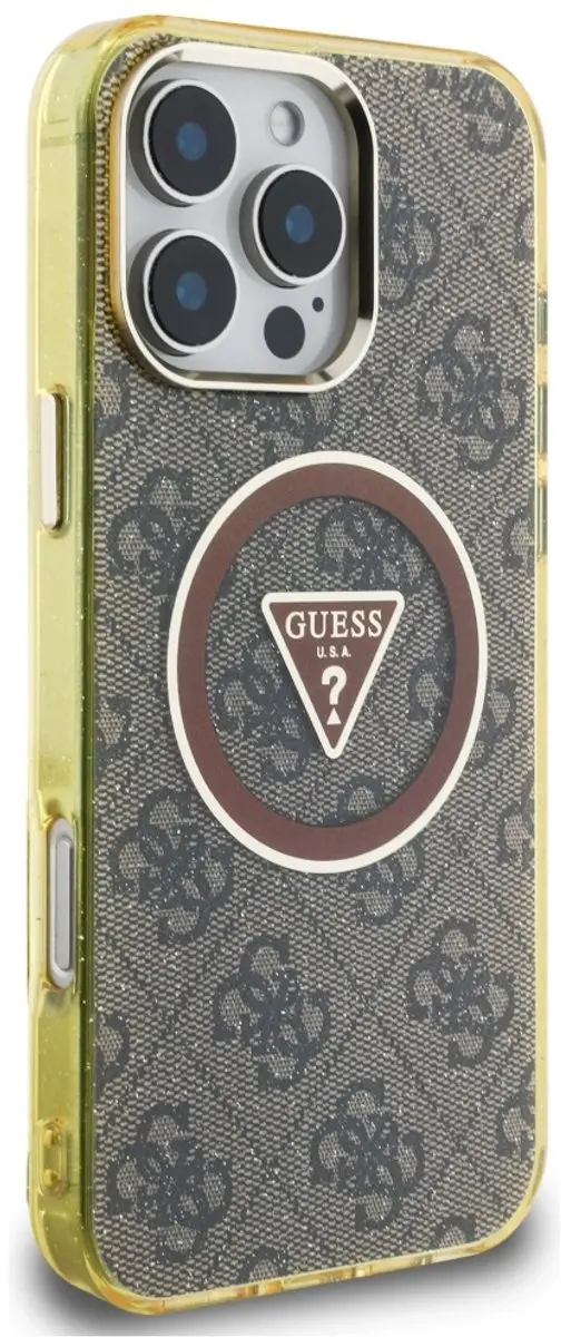 Guess IML Metal Glitter iPhone 16 Pro Max Hoesje - Bruin - afbeelding 6 van 6