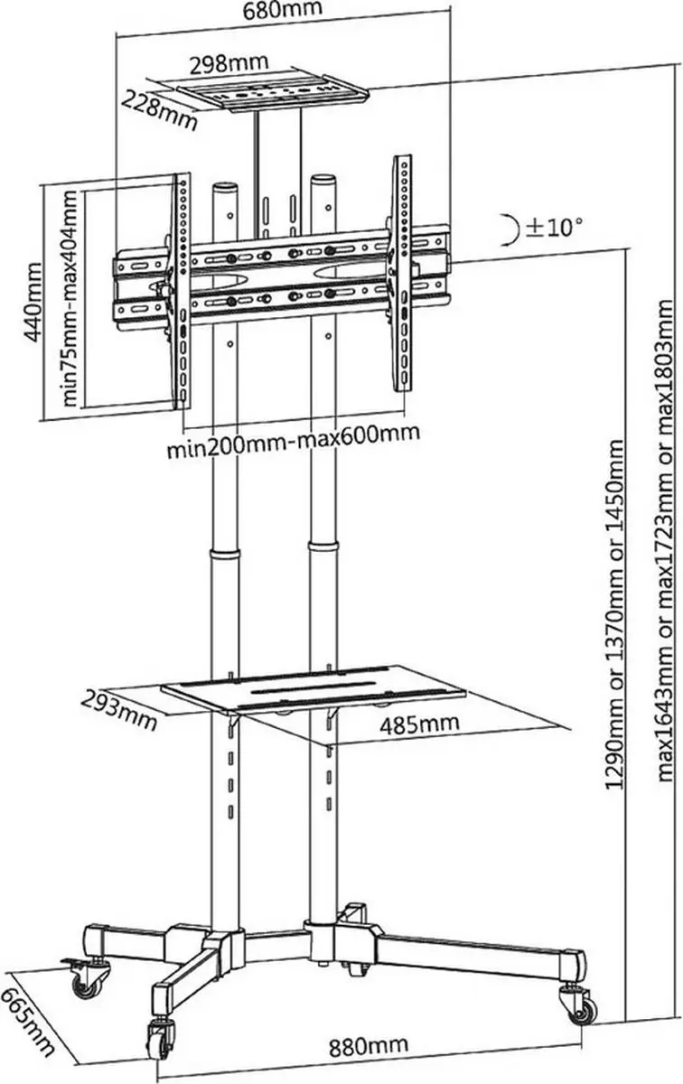 Reflecta 70VCE-Shelf TV-wagen 70" - Zwart