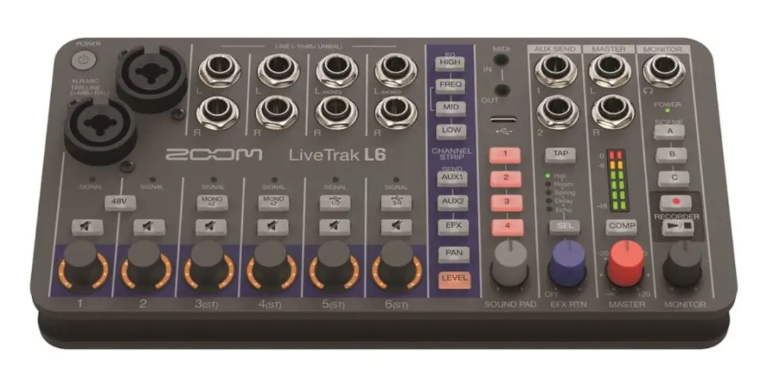Zoom LiveTrak L-6 Mixer & Multitrack Recorder - 6 Kanalen