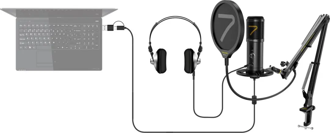 7RYMS AU01-K1 USB Microfoon Kit - Zwart