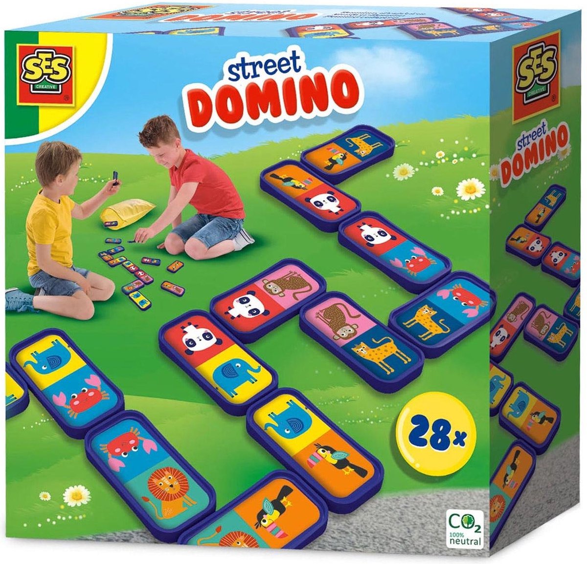 SES - Street domino - 28 stenen - met stickers - in handige bewaartas