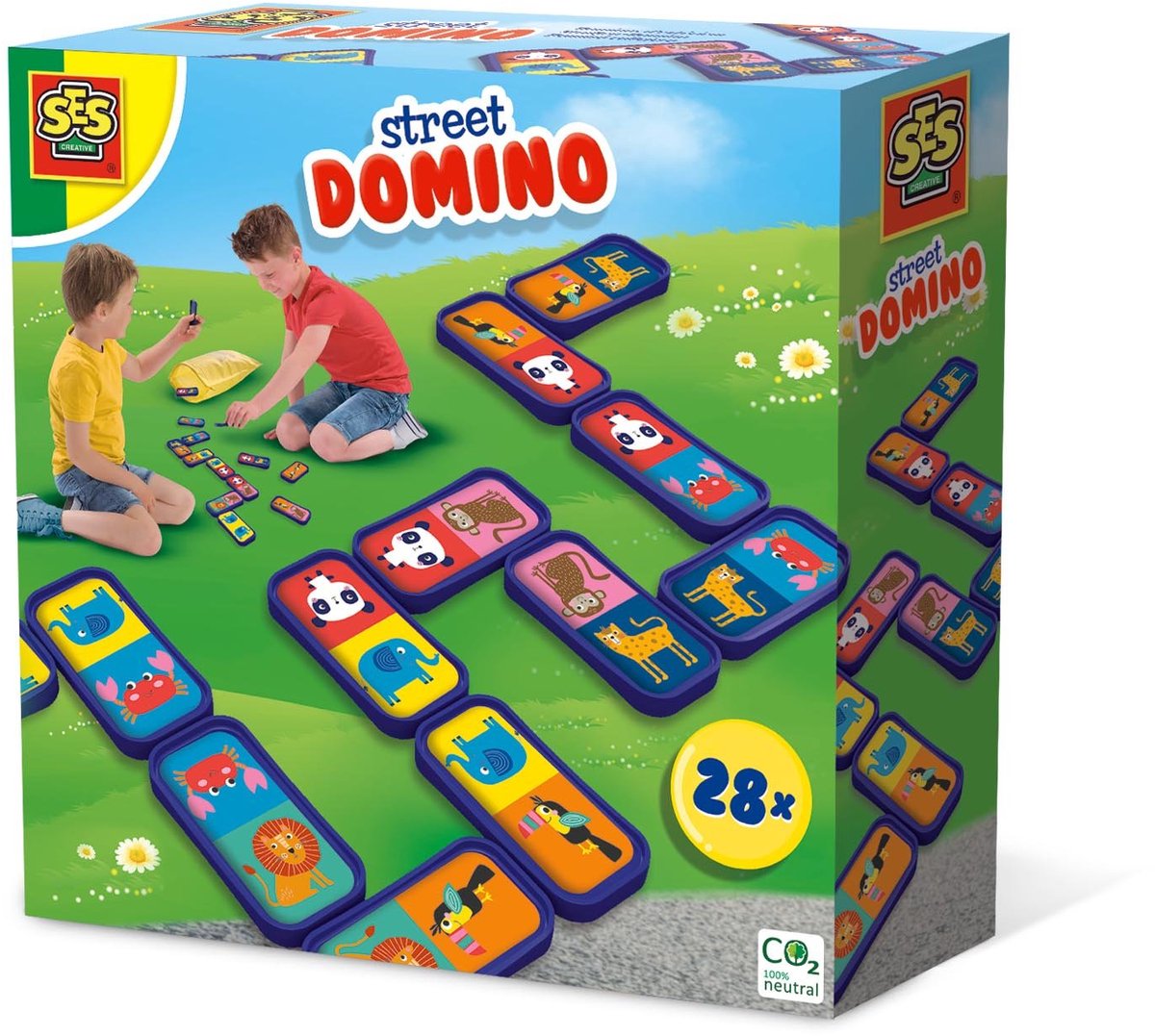 SES - Street domino - 28 stenen - met stickers - in handige bewaartas