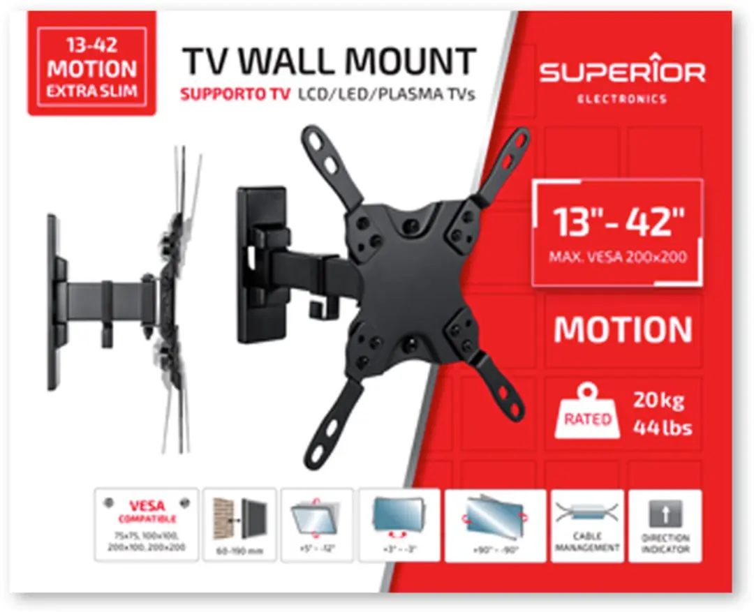 Superior Electronics SUPSTV009 TV Wandhouder 13-42" - Zwart