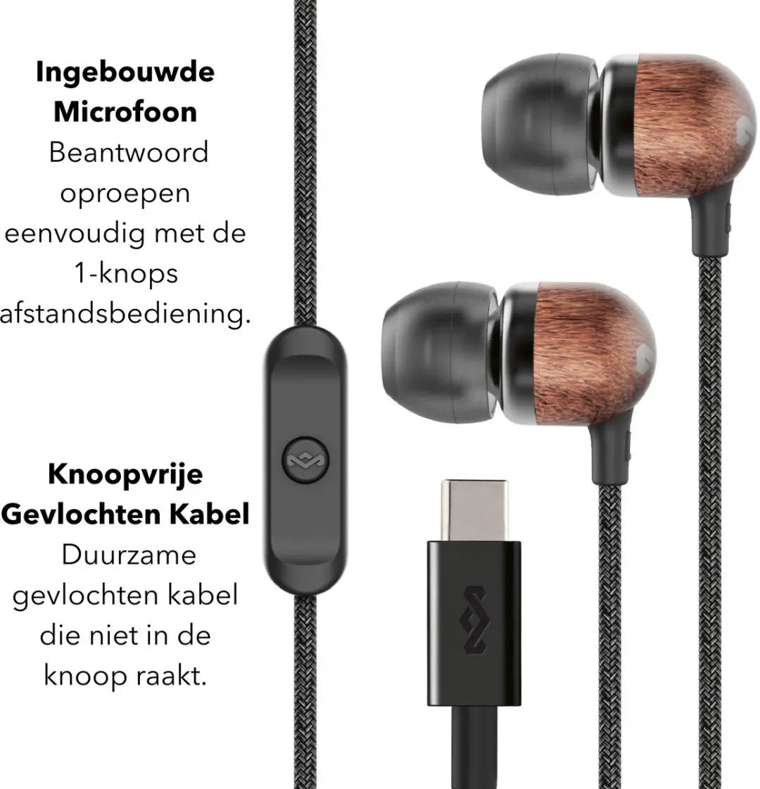 House of Marley Smile Jamaica USB-C Oortjes - Zwart
