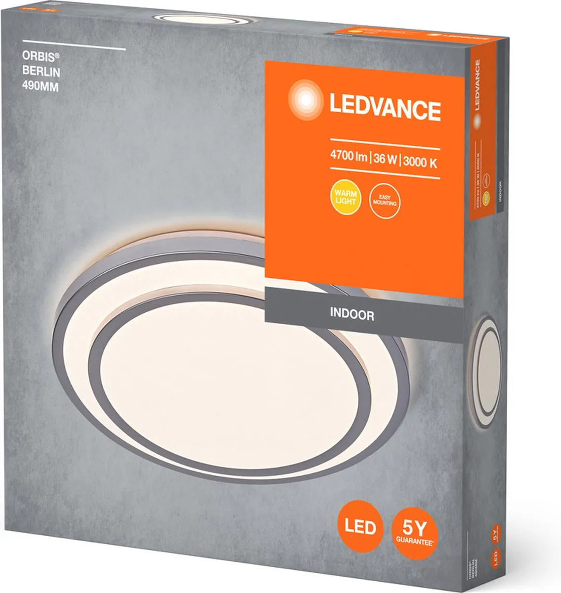 LEDVANCE Orbis Berlin Plafondlamp 36W 4150lm - Zilver