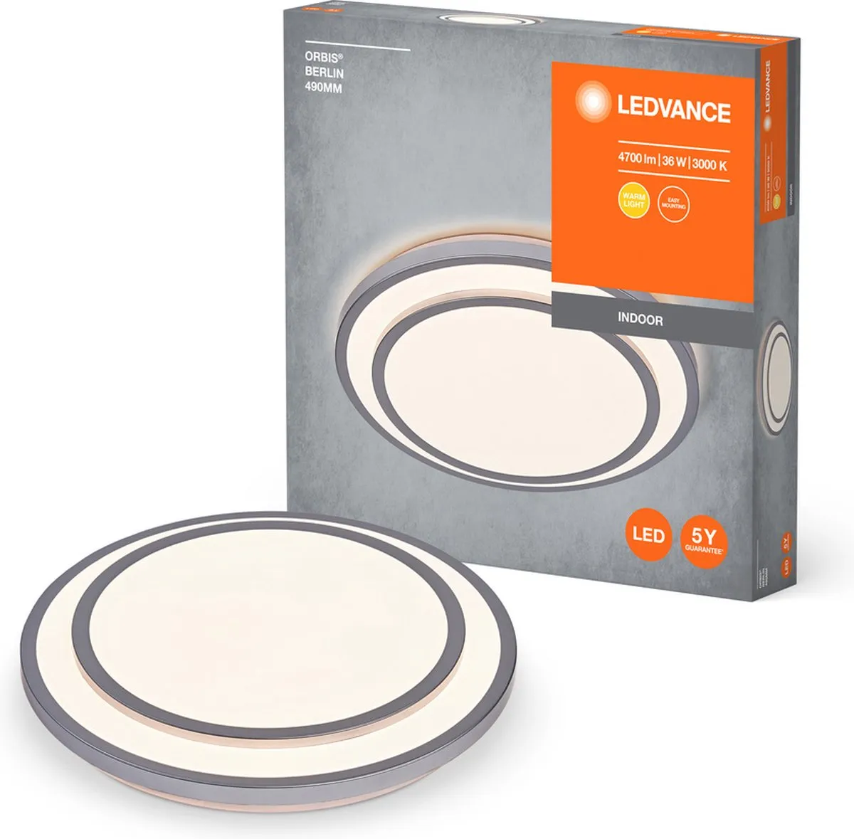 LEDVANCE Orbis Berlin Plafondlamp 36W 4150lm - Zilver
