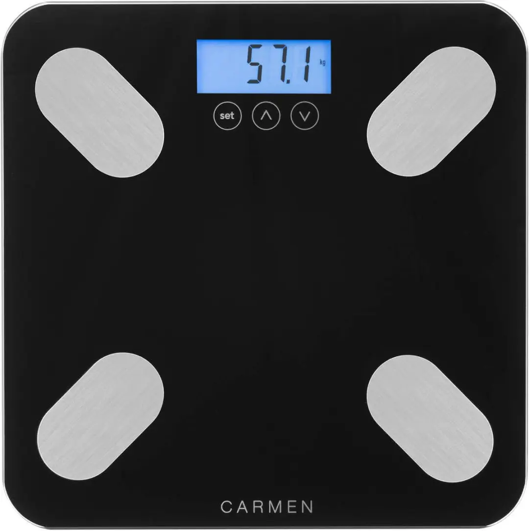 Carmen CBS0301B Personenweegschaal - Digitaal 180kg - BMI Analyse - 10 Gebruikers - Zwart