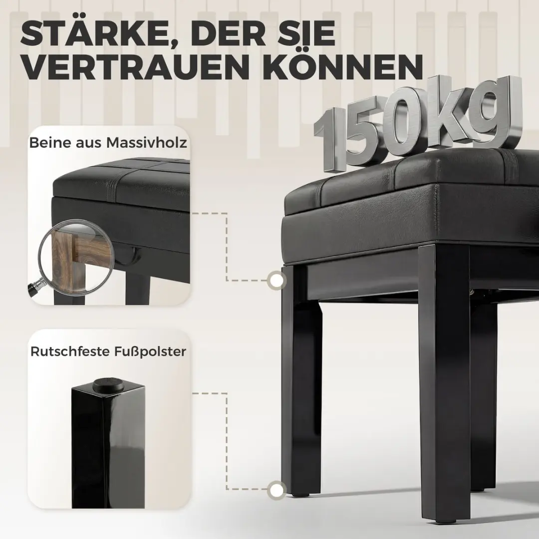 Homcom Klavierbank F12-010V00 - Zwart