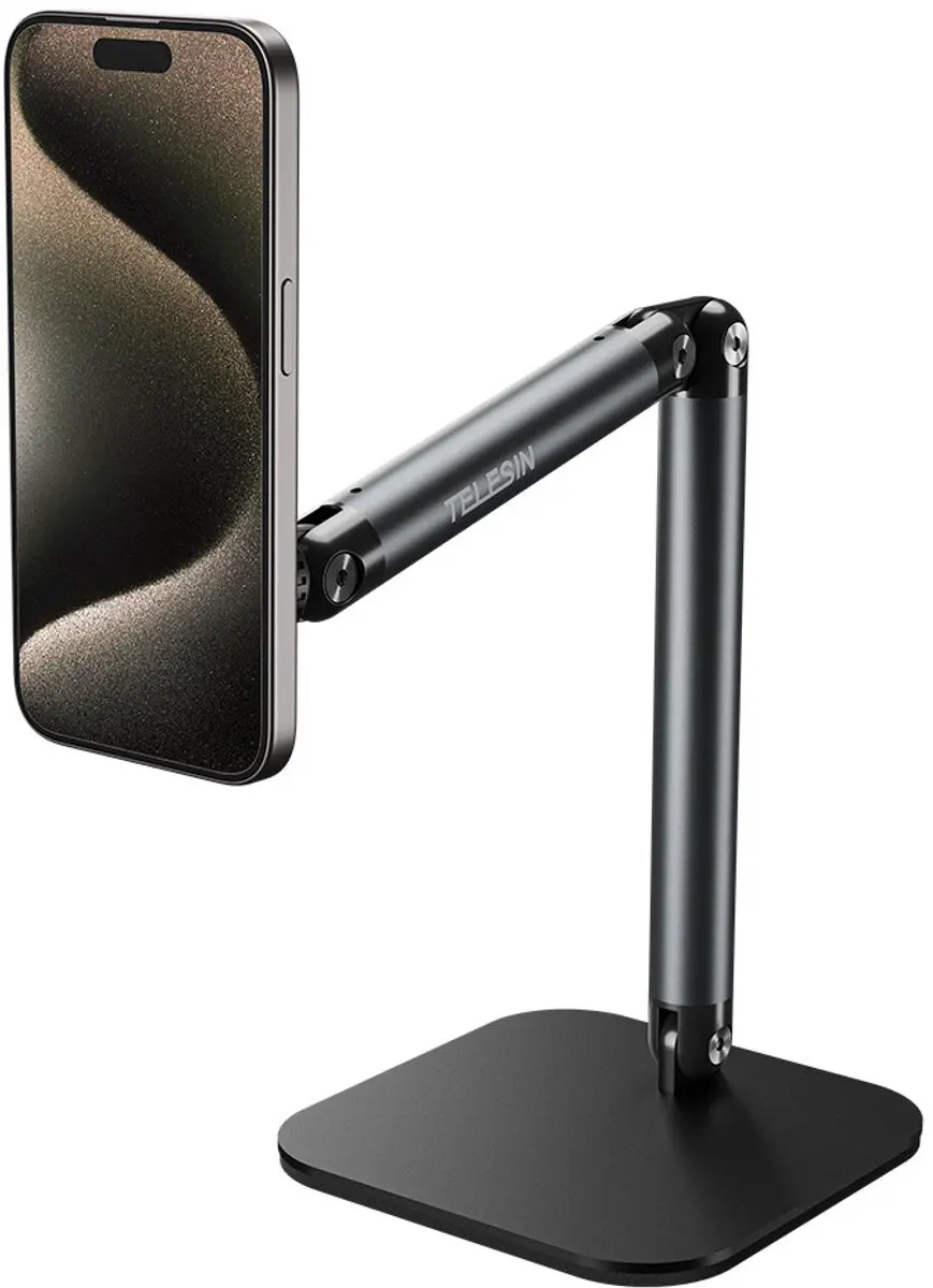 Telesin Live Streaming Desktop Stand MagSafe - 27-47cm - Aluminium - Zwart