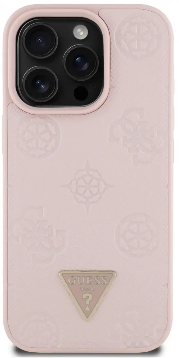 Guess Grained Serie iPhone 16 Pro Hoesje - MagSafe - Rood Bloemmotief - GUHMP16LPGBTMP