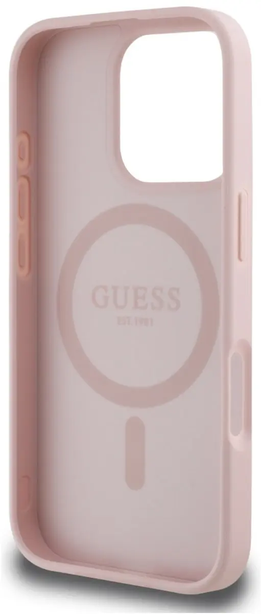 Guess Grained Serie iPhone 16 Pro Hoesje - MagSafe - Rood Bloemmotief - GUHMP16LPGBTMP - afbeelding 6 van 6