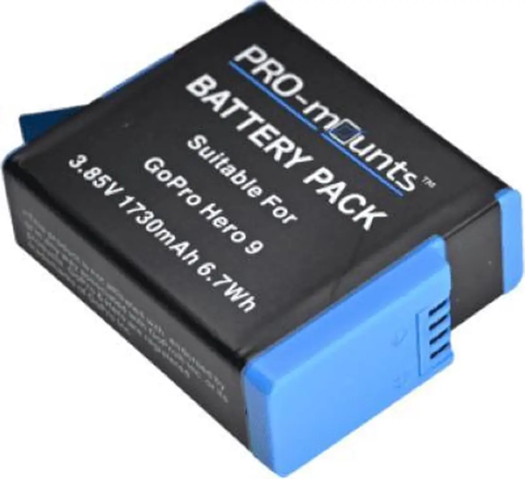 PRO-Mounts Battery Kit Hero9 - 2x Accu + Lader - Zwart