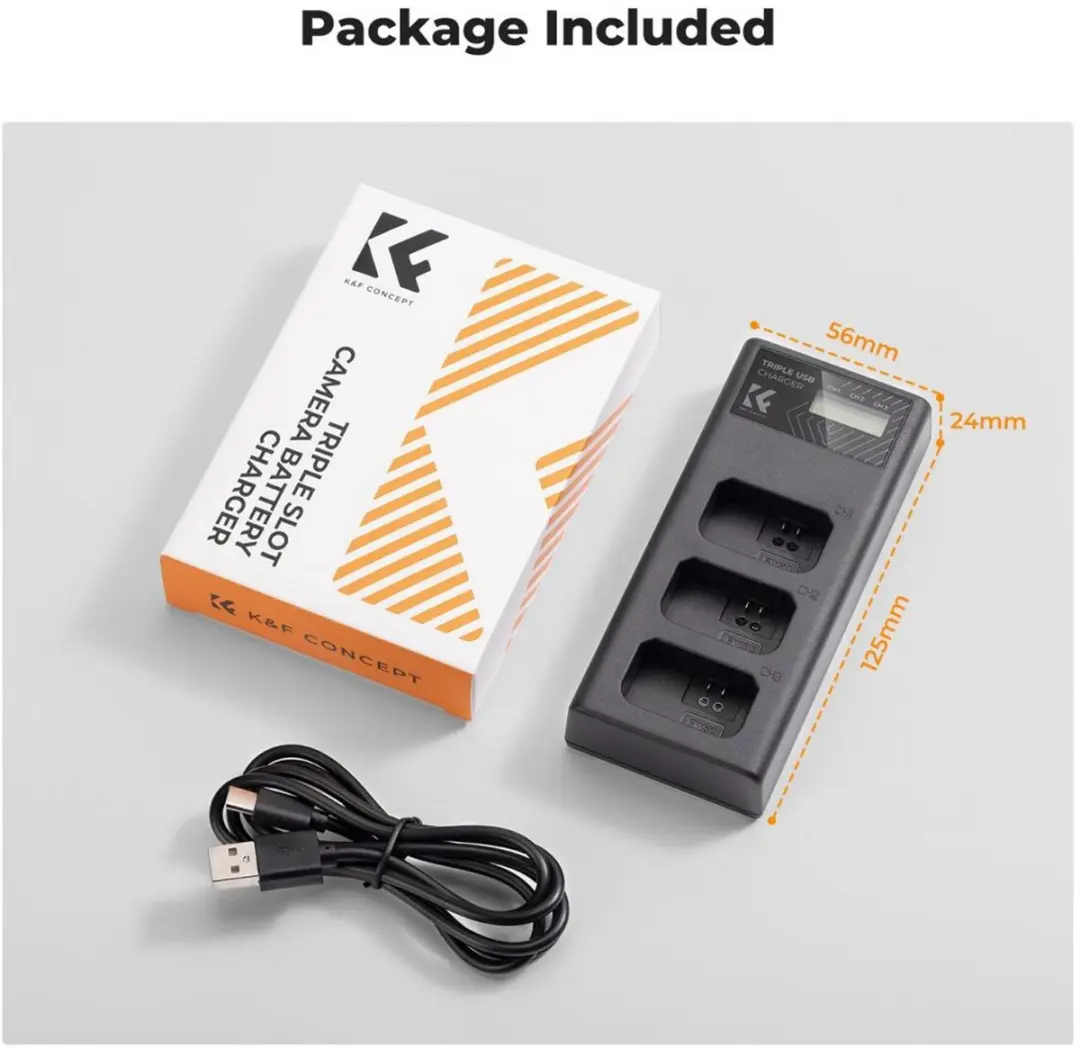 K&F Concept KF32.047V1 Drievoudige Acculader - Sony NP-FW50 - Zwart