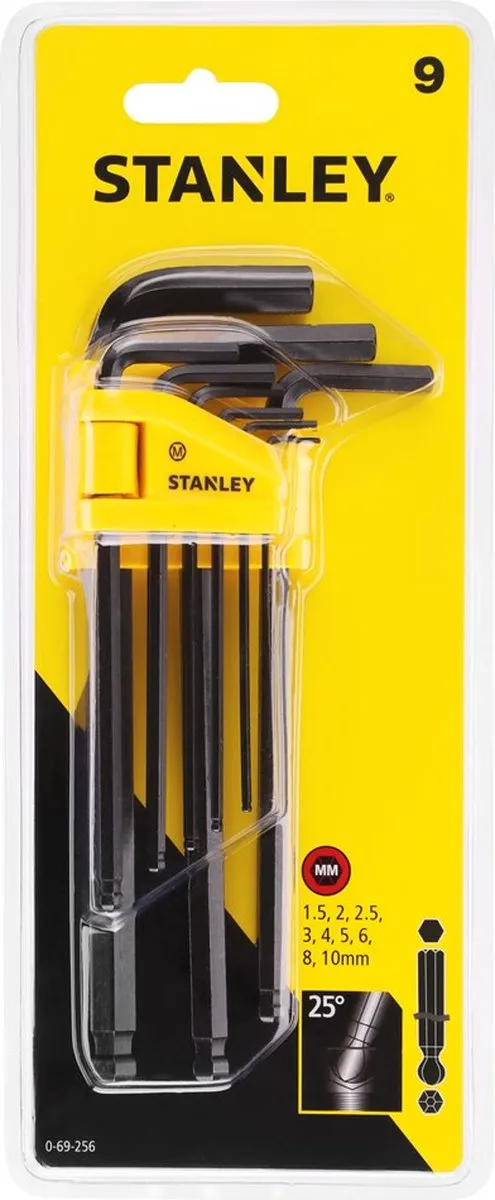Stanley Bolzeskantsleutelset 9-delig 1.5-10mm - Zwart/Rood
