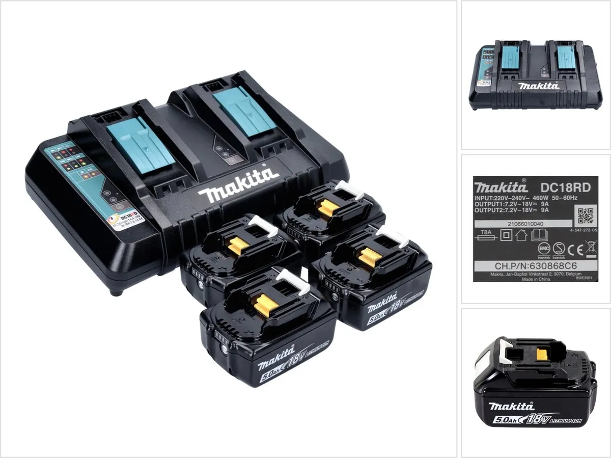 Makita BL1850B + DC18RD Accu & Lader 18V 5Ah