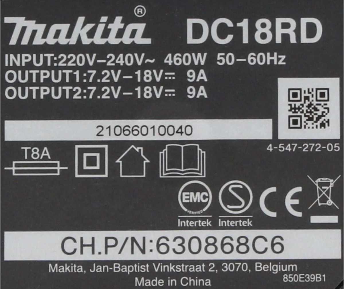 Makita BL1850B + DC18RD Accu & Lader 18V 5Ah - 4x 20 Stuks - afbeelding 6 van 6