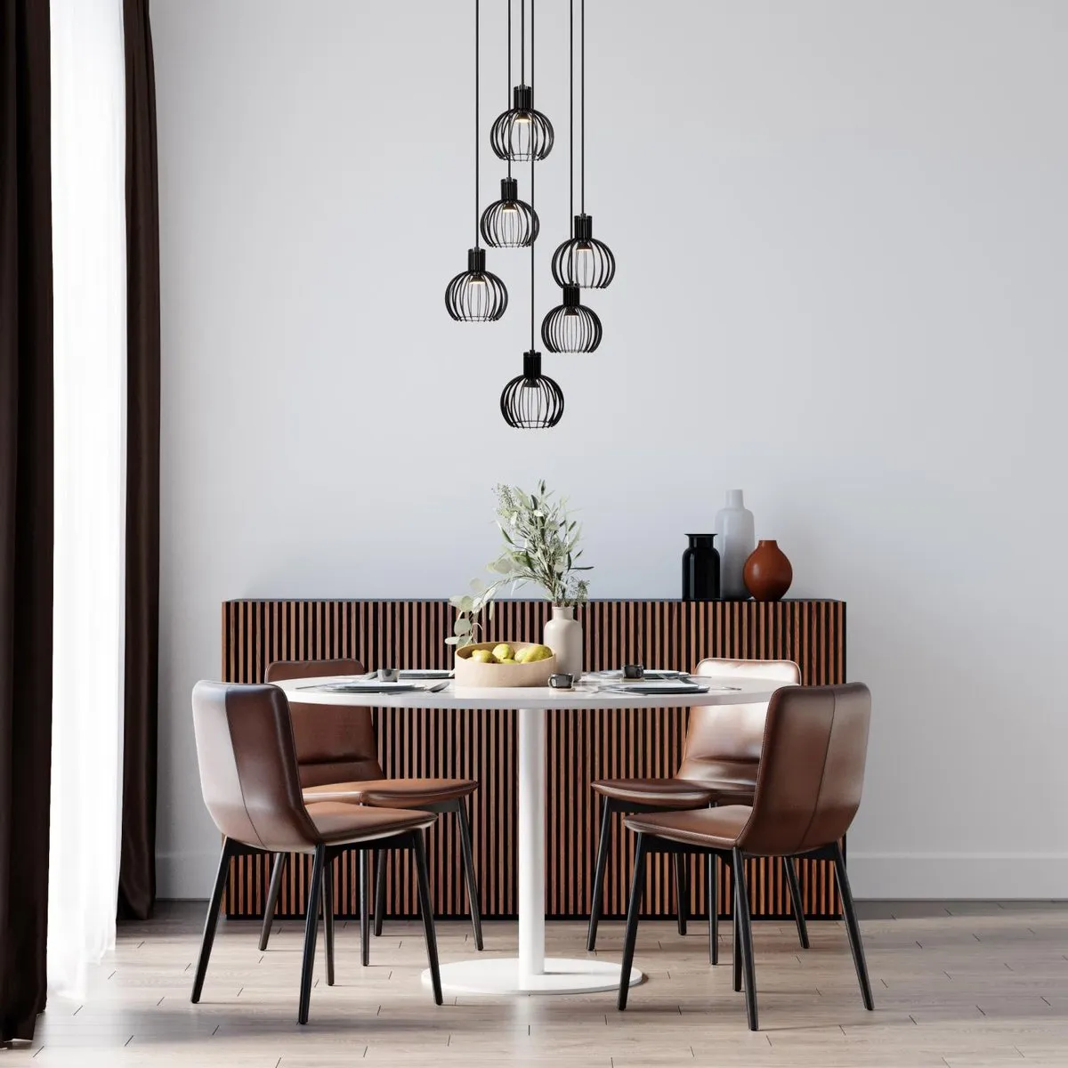 Lucide Mikaela Hanglamp Ø35cm - 6xE14 Zwart