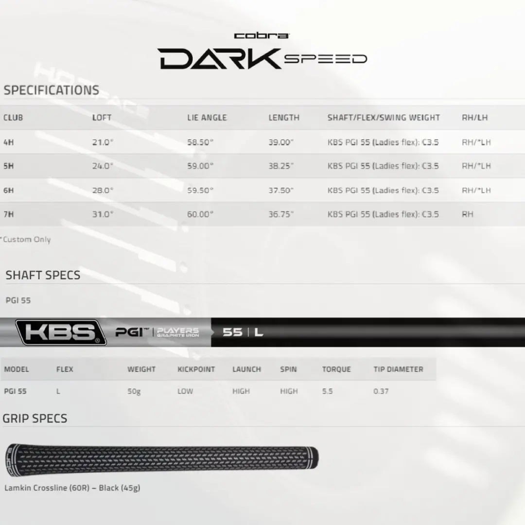 Cobra Darkspeed Dames Hybride Club 2024 - 5H Rechtshandig - Zwart