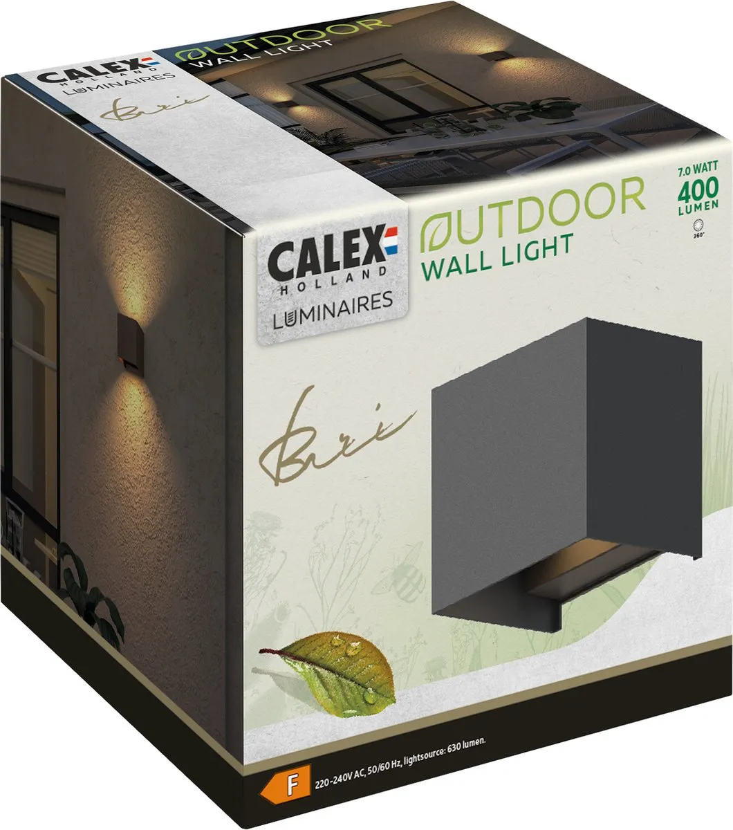 Calex LED Wandlamp Bari 7W - 4 Stuks - Antraciet