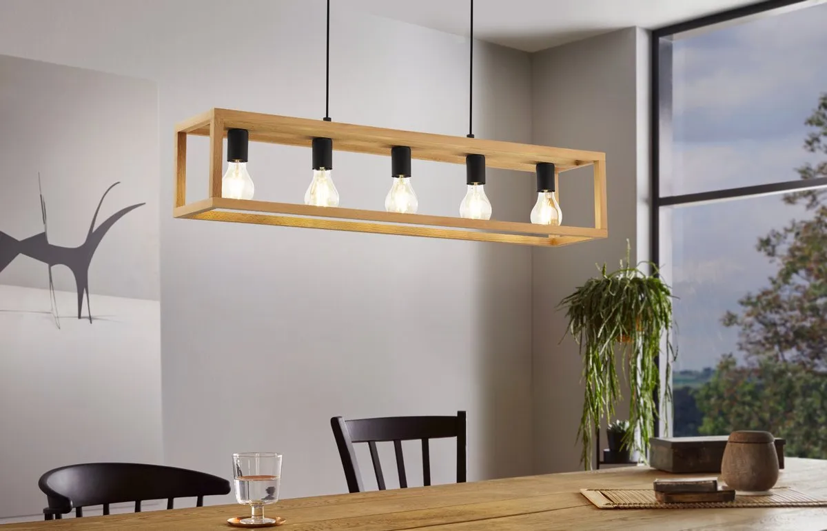 Eglo Blackcrown 1 Hanglamp 100cm - Industrieel - Zwart/Bruin