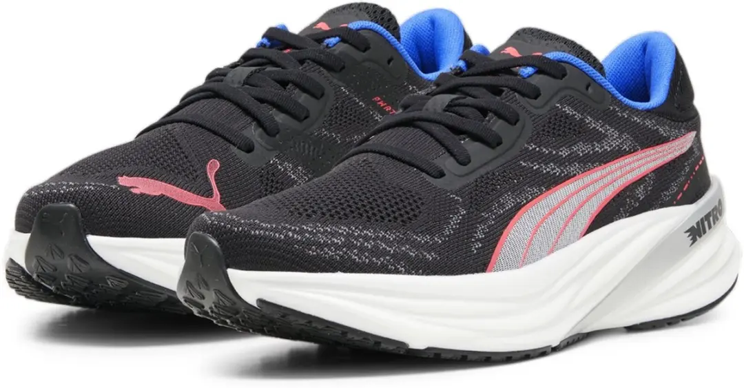 PUMA Low Magnify Nitro 2 Hardloopschoenen - 53.5 - Puma Black-Fire Orchid-Ultra Blue
