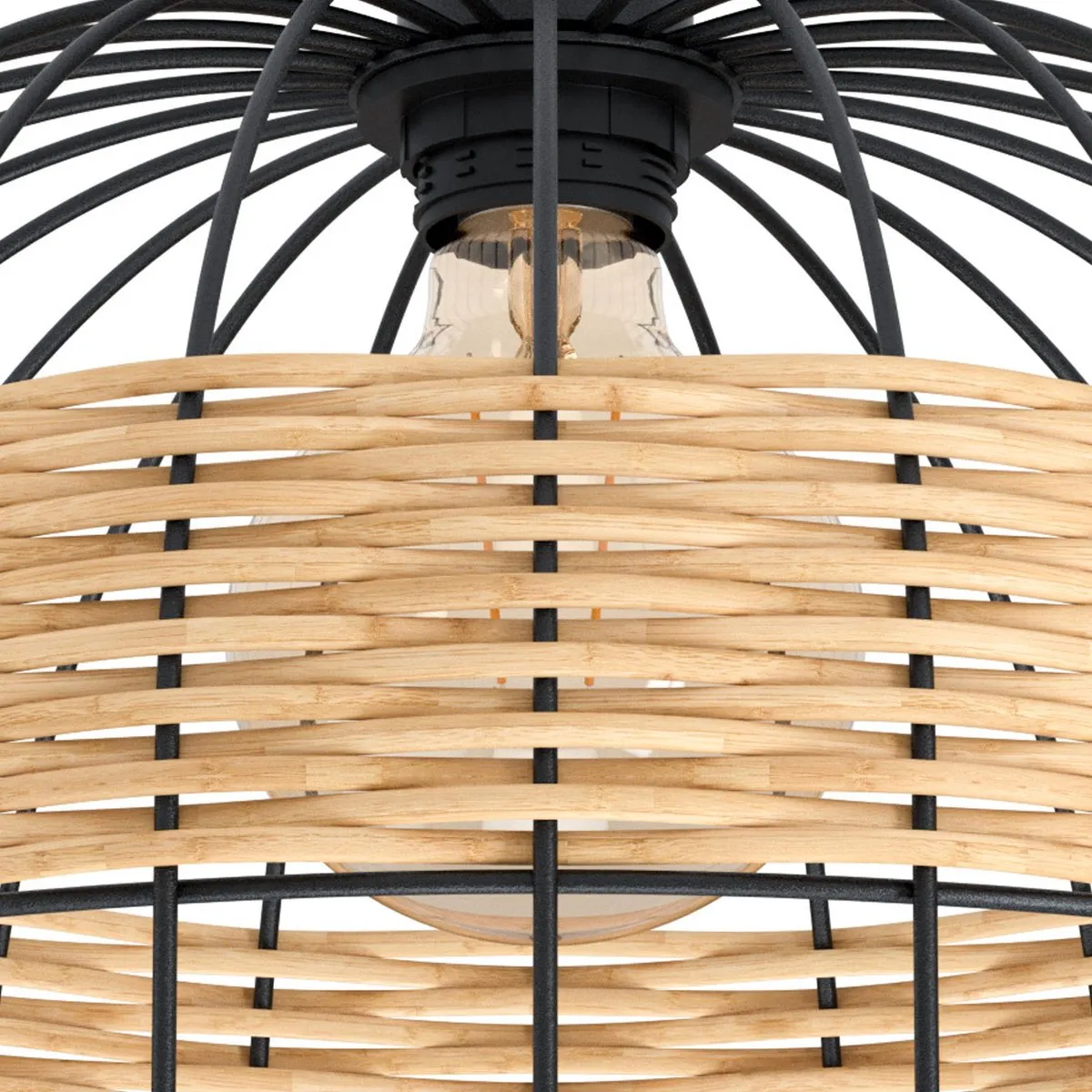 Eglo Anwick Plafondlamp E27 - Ø38cm - Zwart/Rotan