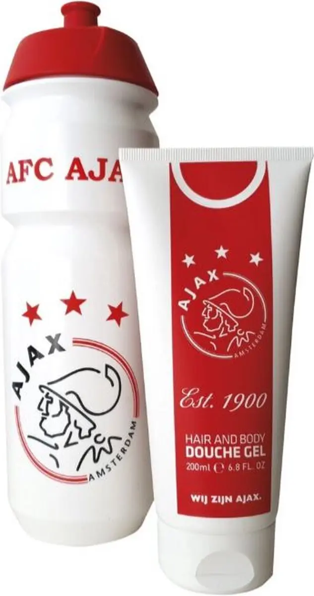 Ajax Geschenkset Bidon 750ml + Douchegel 200ml - Rood/Wit