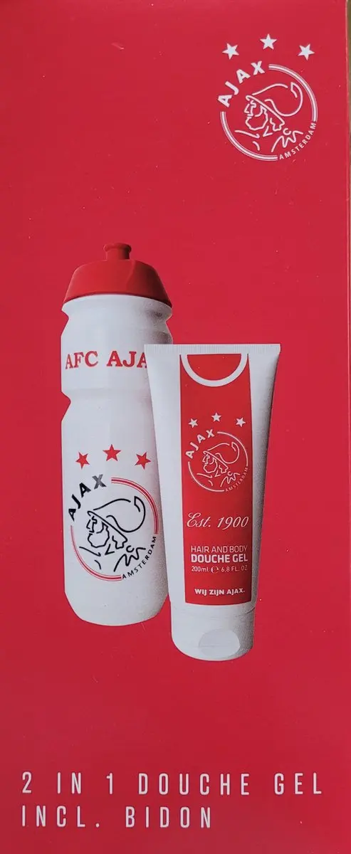 Ajax Geschenkset Bidon 750ml + Douchegel 200ml - Rood/Wit