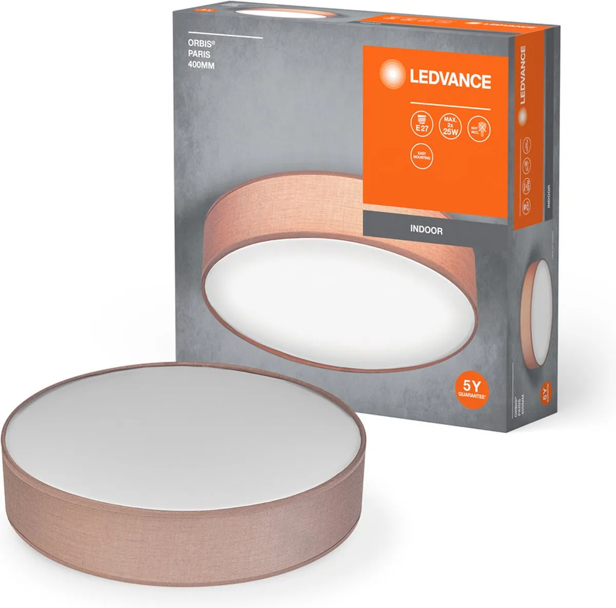 LEDVANCE Orbis Paris Plafondlamp 400mm - 2x E27 - Bruin