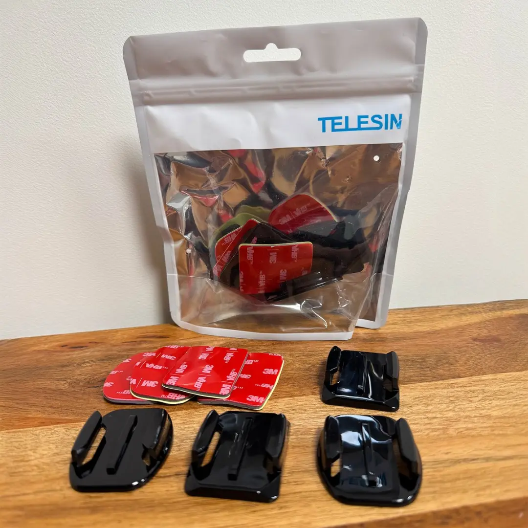 Telesin BRK-004 Actioncam Mountset - 2x Flat & 2x Curved - Zwart - afbeelding 6 van 6