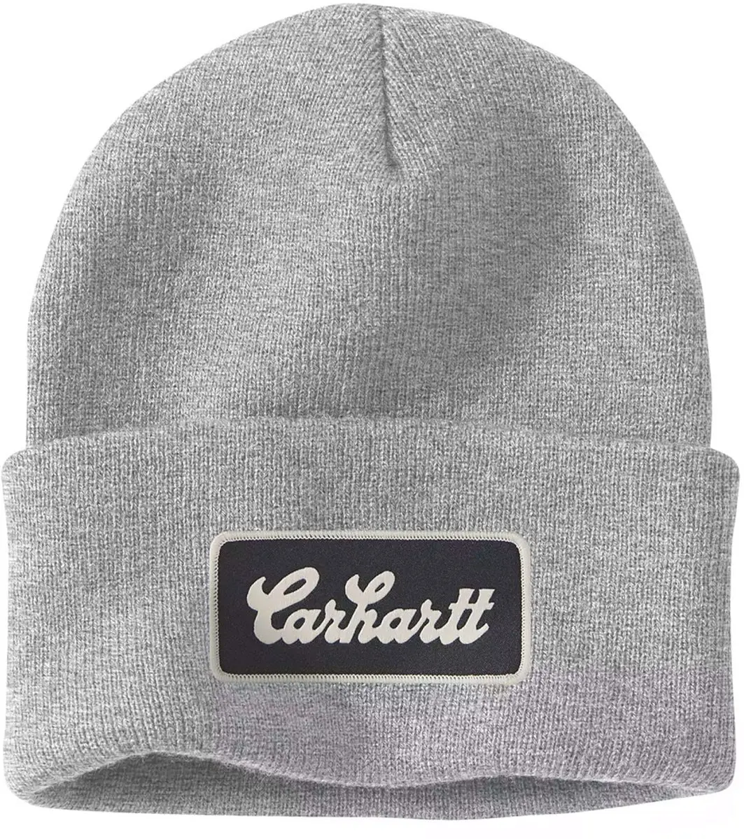 Carhartt Knit Cuffed Script Patch Beanie - Black