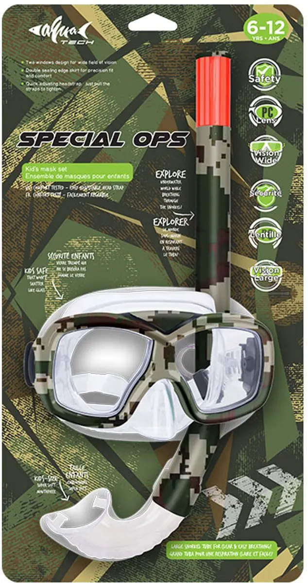 Aquatech Snorkelset Camouflage - Duikbril & Snorkel