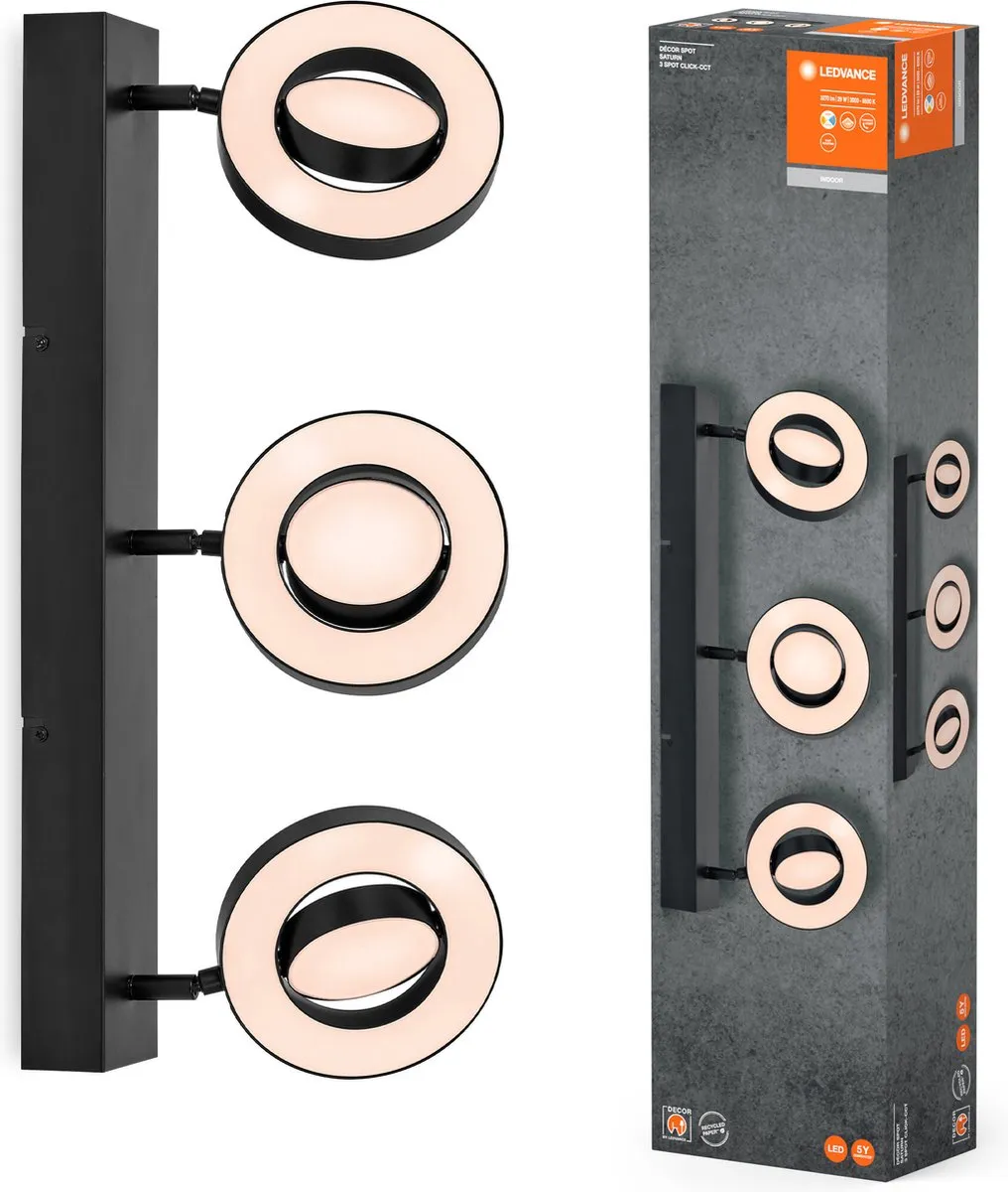 LEDVANCE Decor Spot Saturn CLICK-CCT Black 3 Spot - 29W 690lm