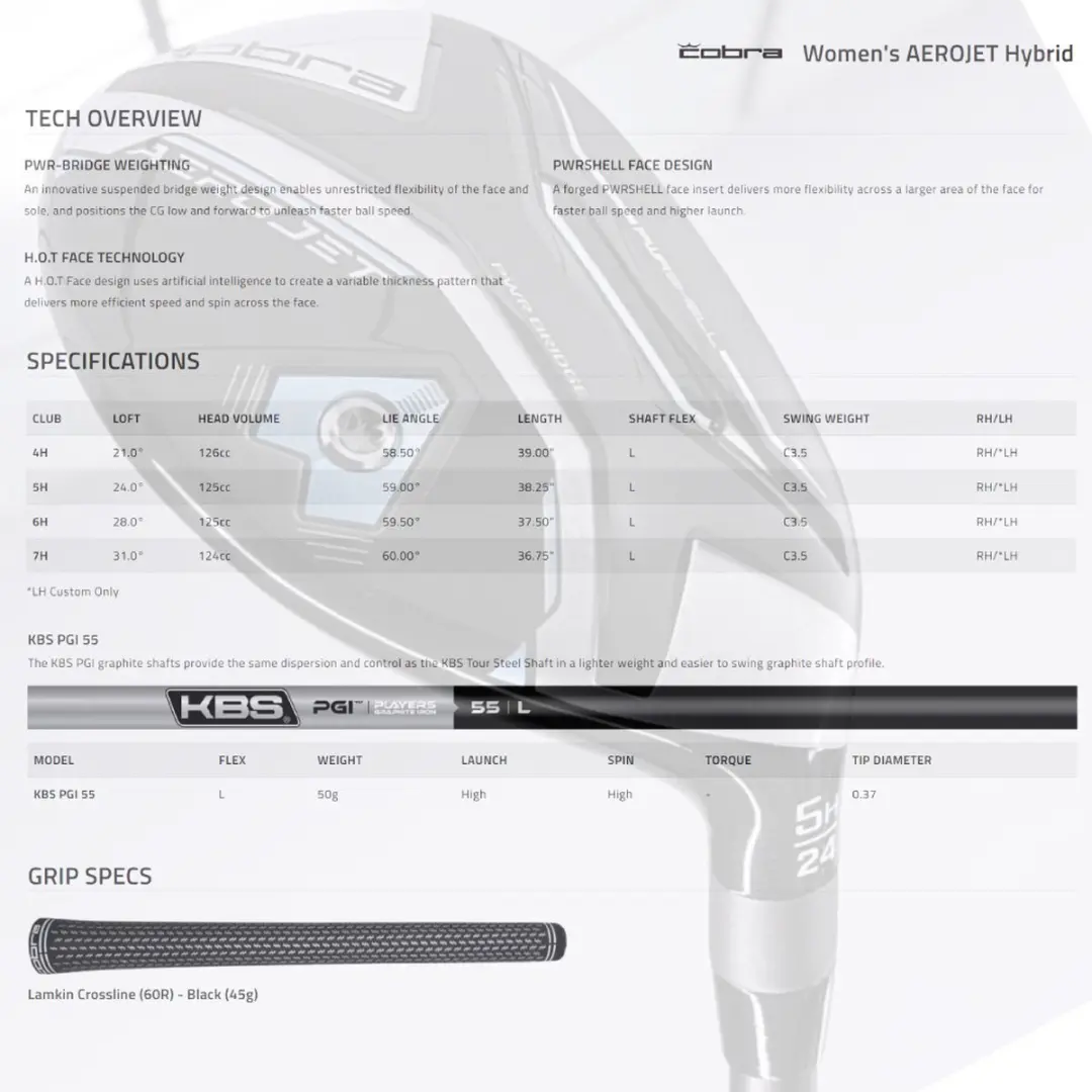 Cobra AeroJet Dames Hybride Club - 4H Rechtshandig - Zwart/Blaauw/Zilver