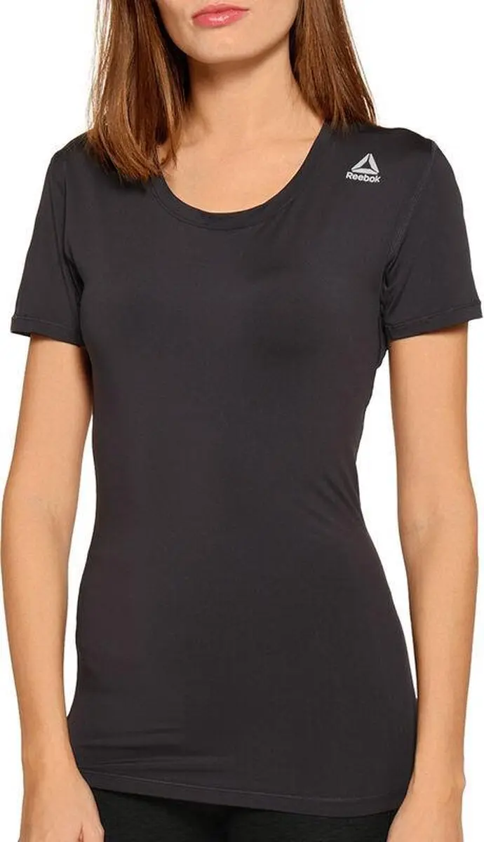 Reebok Trainings T-shirt - L - Donker grijs/roze