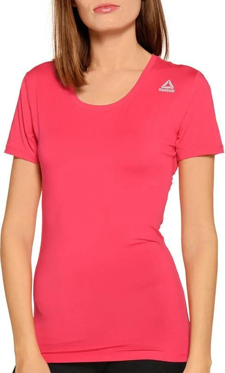 Reebok Trainings T-shirt - L - Donker grijs/roze