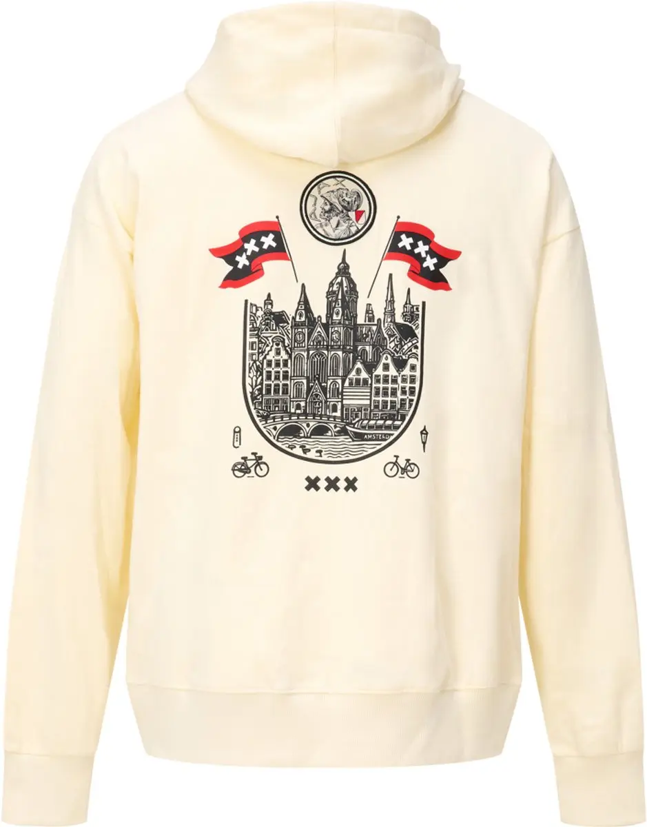Ajax Ecru Hooded Sweater Amsterdam City Print - XL