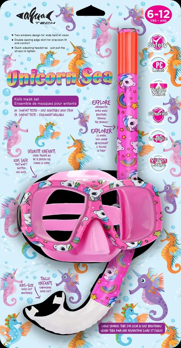 Aquatech Snorkelset Unicorn - Roze