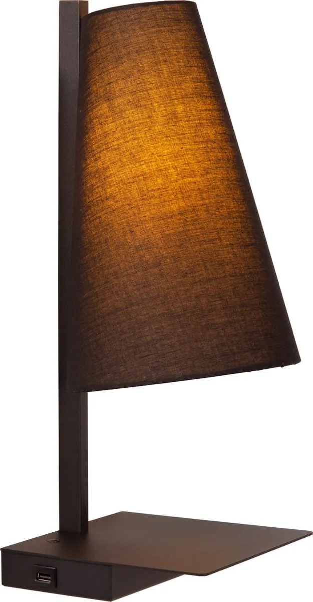 Lucide Gregory Bedlamp - 1xE27 - USB Oplaadpunt - Zwart