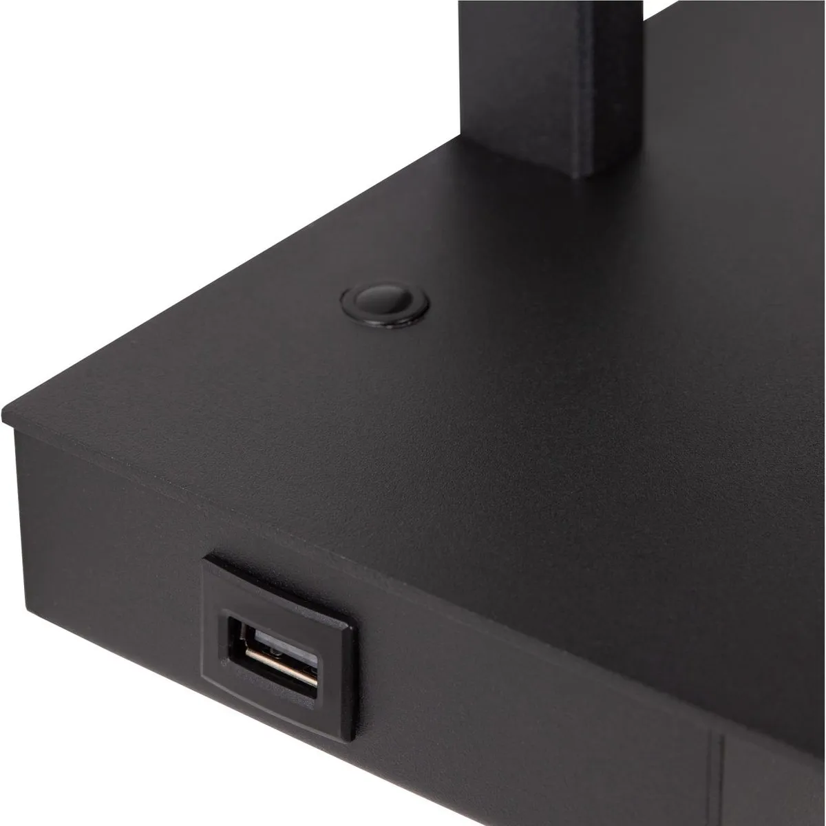 Lucide Gregory Bedlamp - 1xE27 - USB Oplaadpunt - Zwart