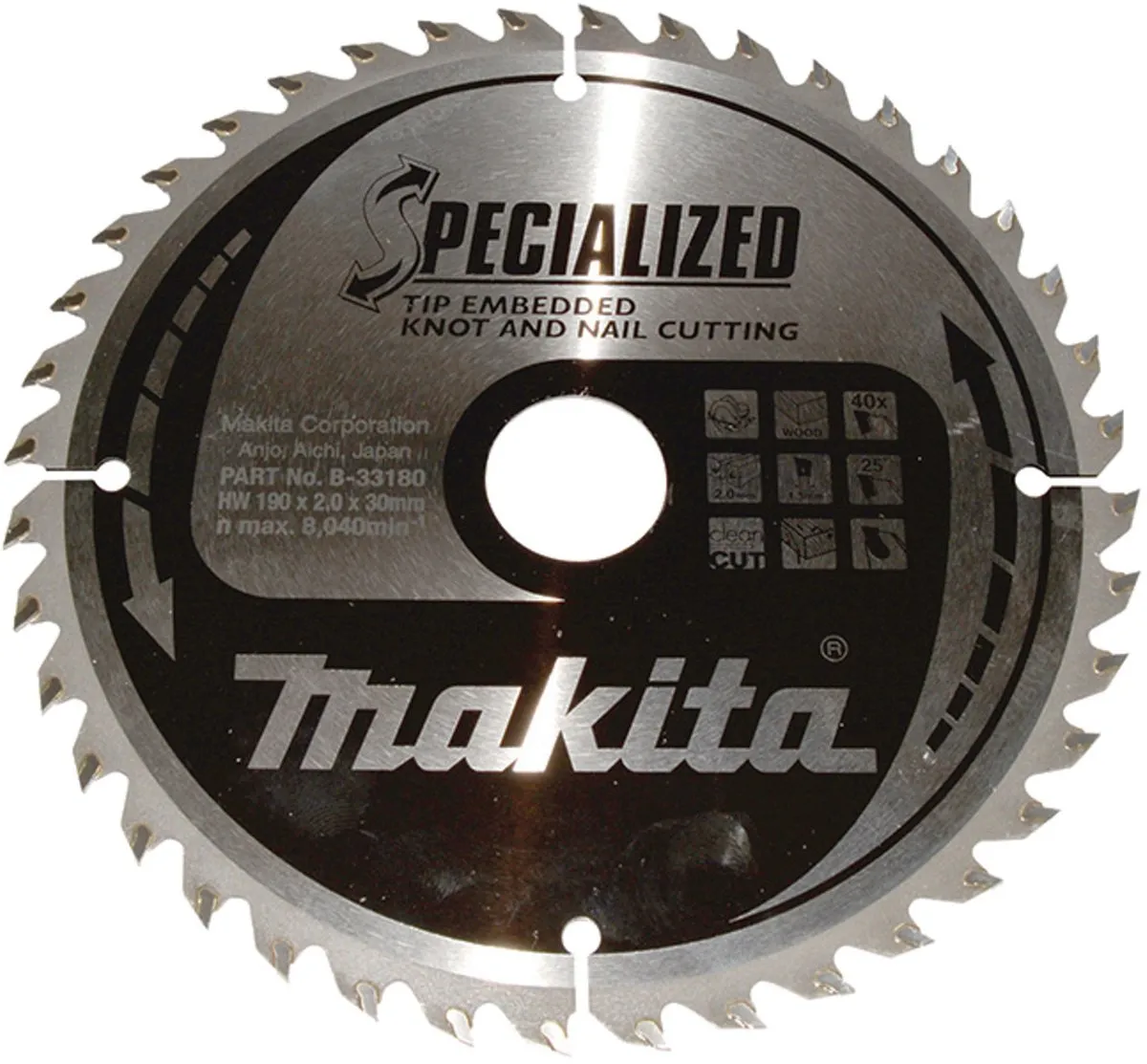 Makita B-33180 Zaagblad 190x30x40Z